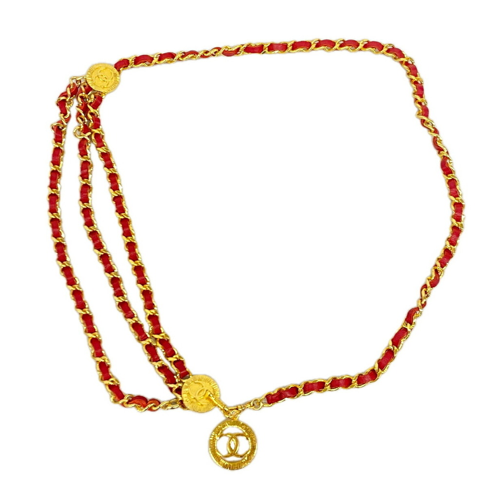Chanel Metal Belt, Gold and Red, Women's